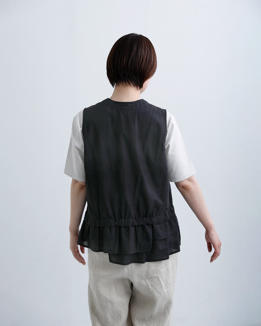 Vlas Blommeコットンリネンボイル ティアードジレ 13302046