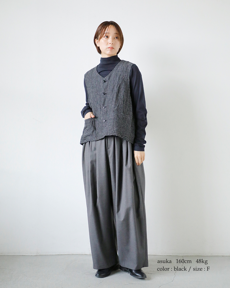 Vlas Blomme(ヴラスブラム)リネンクラシカルチェックコンビネーションジレ13310125