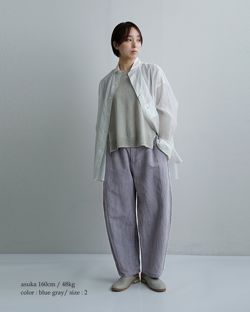 Vlas Blomme(ヴラスブラム)コットンリネンツイル ワイド ダーツパンツ 13506026