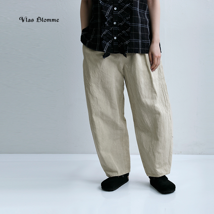Vlas Blomme(ヴラスブラム)コットンリネンツイル ワイド ダーツパンツ 13506026