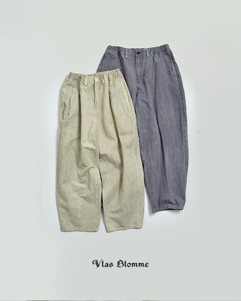 Vlas Blomme(ヴラスブラム)コットンリネンツイル ワイド ダーツパンツ 13506026