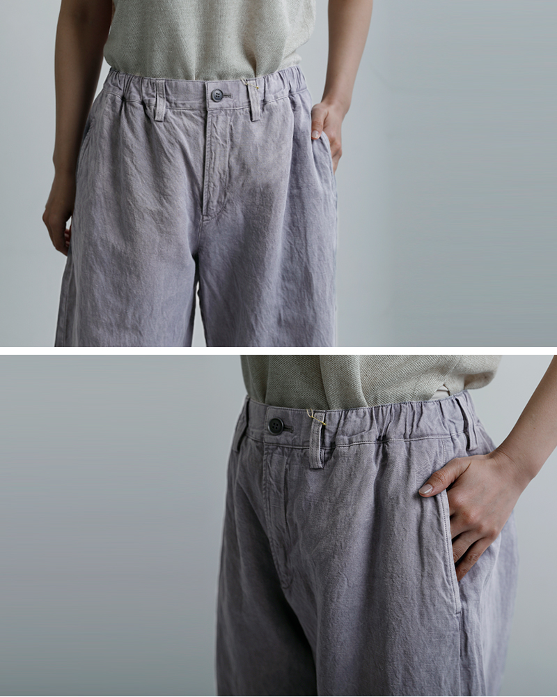 Vlas Blomme(ヴラスブラム)コットンリネンツイル ワイド ダーツパンツ 13506026