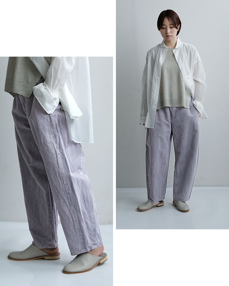 Vlas Blomme(ヴラスブラム)コットンリネンツイル ワイド ダーツパンツ 13506026