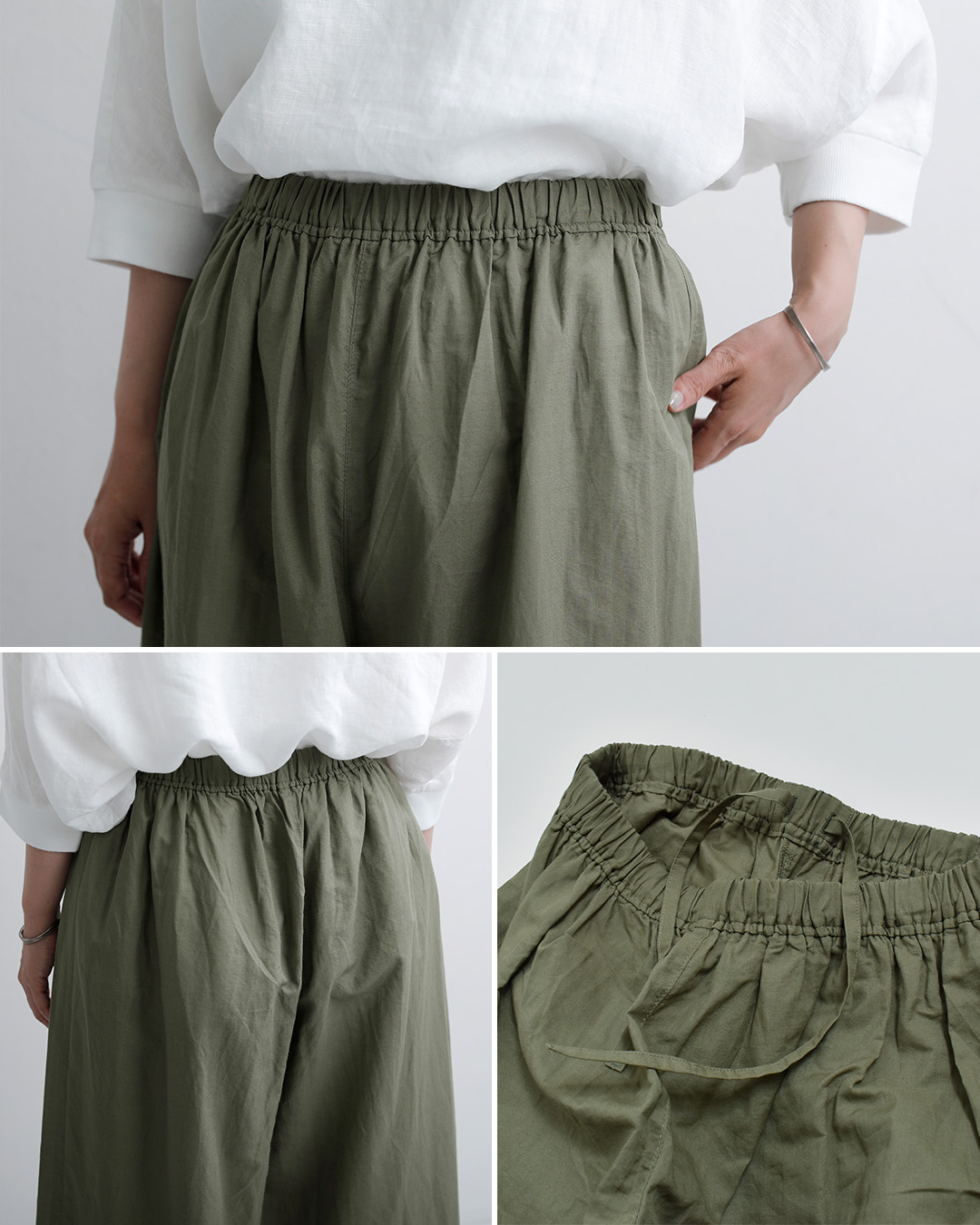 Vlas Blommeコットンラミーローン レース付き レイヤードパンツ 13518066