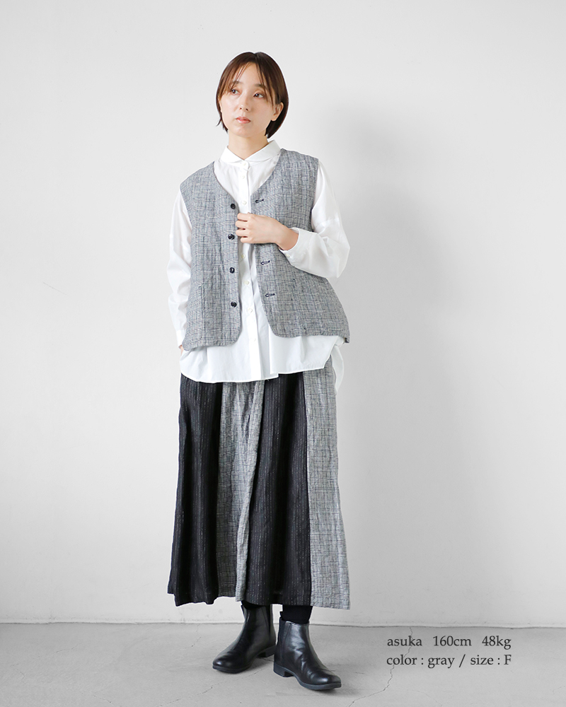 Vlas Blomme(ヴラスブラム)リネンクラシカルチェックコンビネーションスカート13549125