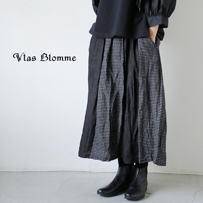 Vlas Blomme(ヴラスブラム)リネンクラシカルチェックコンビネーションスカート13549125