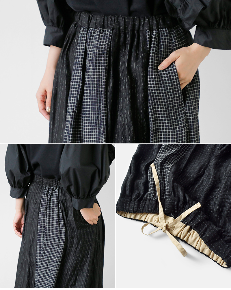 Vlas Blomme(ヴラスブラム)リネンクラシカルチェックコンビネーションスカート13549125