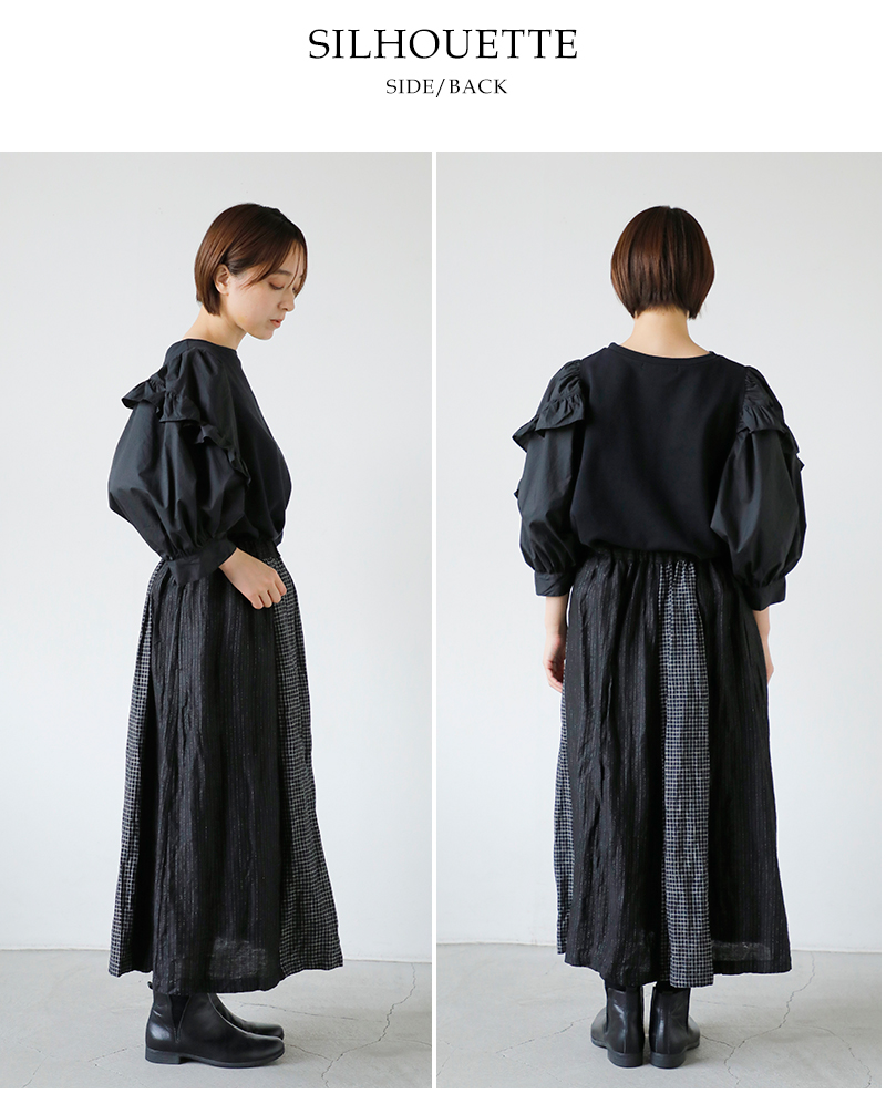 Vlas Blomme(ヴラスブラム)リネンクラシカルチェックコンビネーションスカート13549125