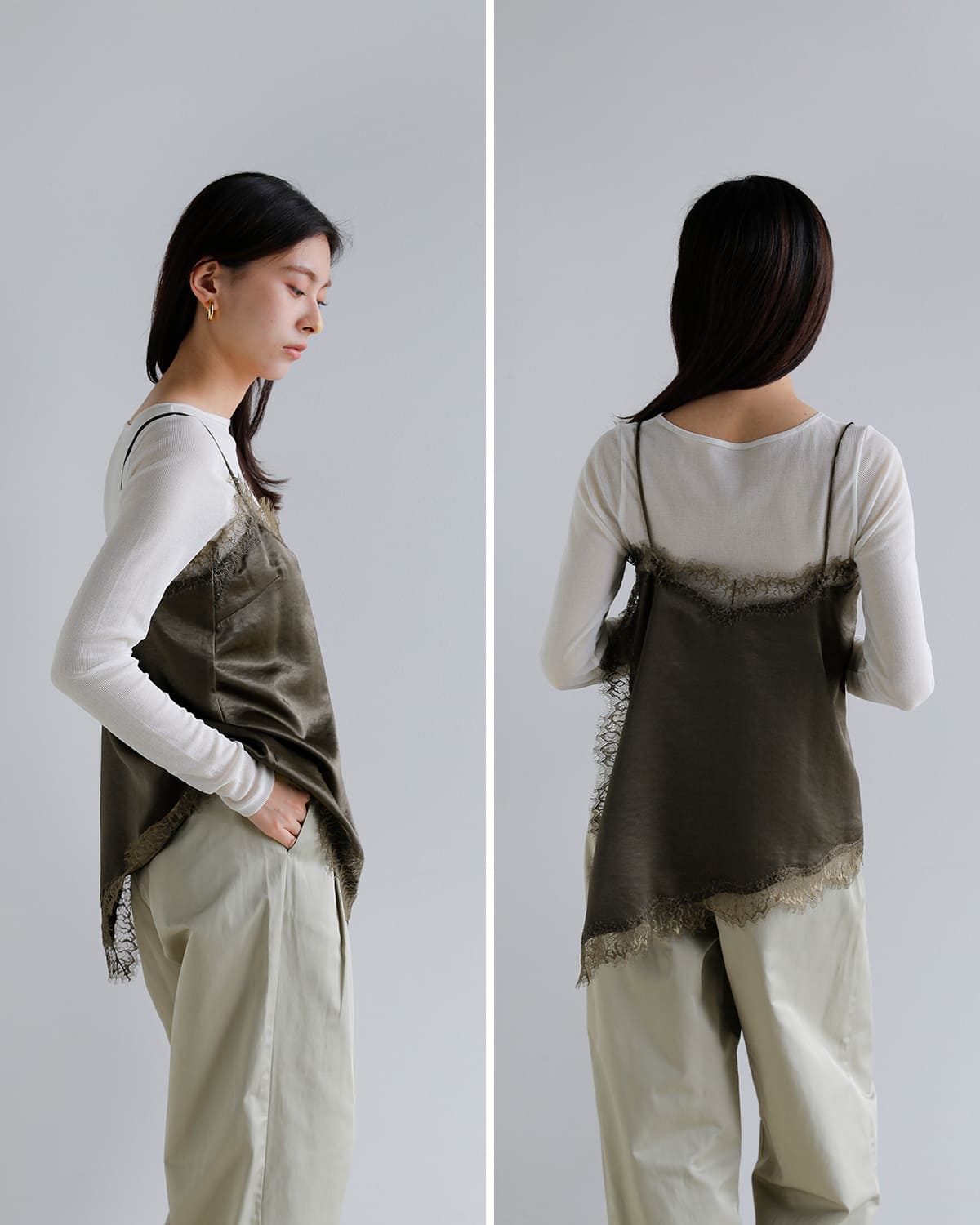 CREDONA(クレドナ)サテンレースキャミソール SATIN LACE CAMI 1426110012-0