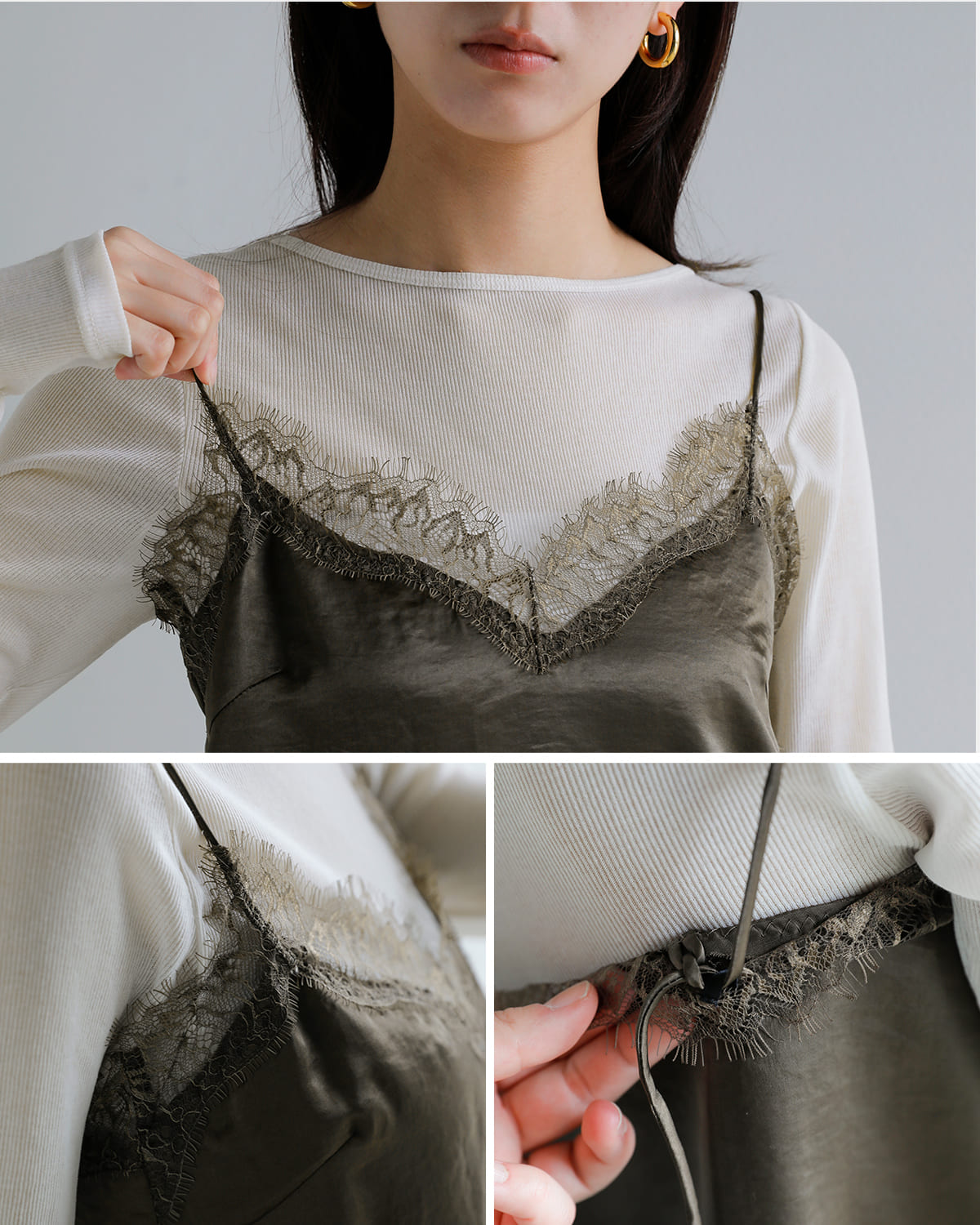 CREDONA(クレドナ)サテンレースキャミソール SATIN LACE CAMI 1426110012-0