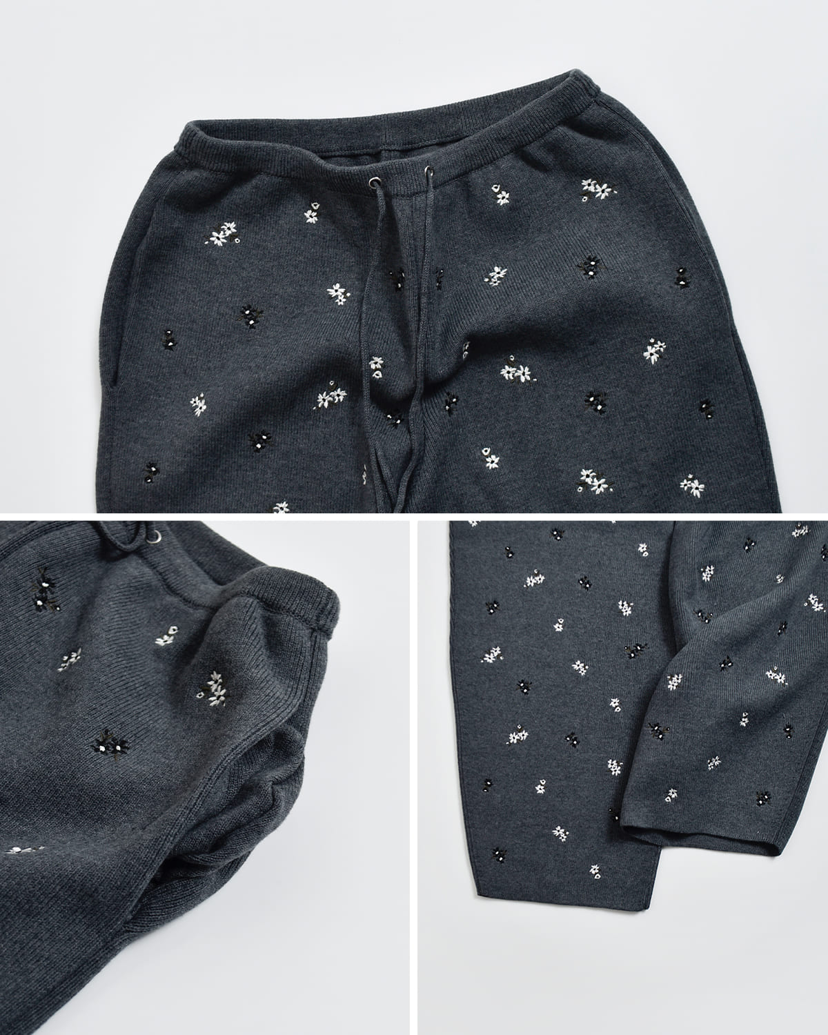CREDONA(クレドナ)フラワー刺繍ニットパンツFLOWEREMBROIDERYKNITPANTS 1426120019-0