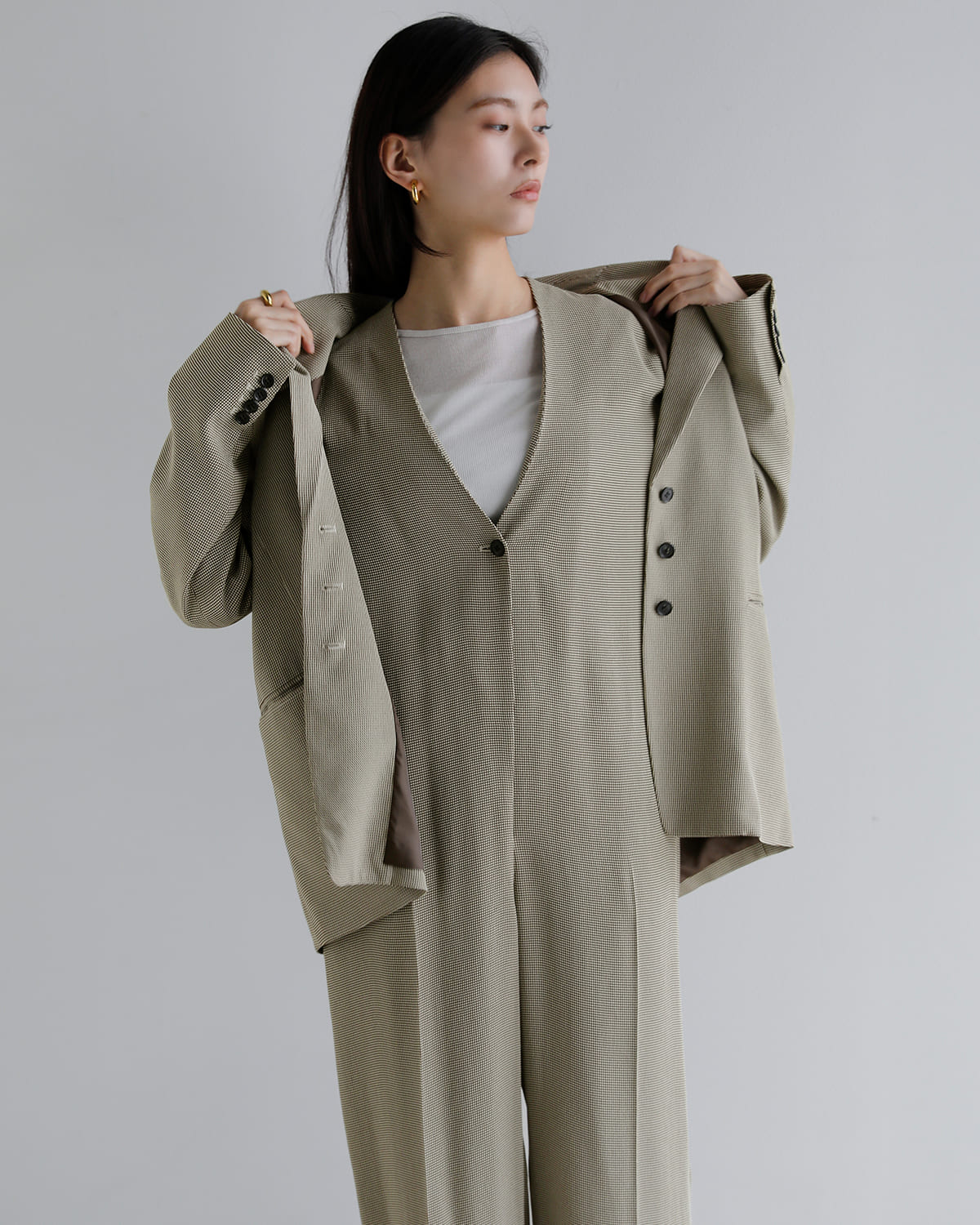 CREDONA(クレドナ)チェックジャガードジャンプスーツ CHECK JQ JUMP SUIT 1426130003-0