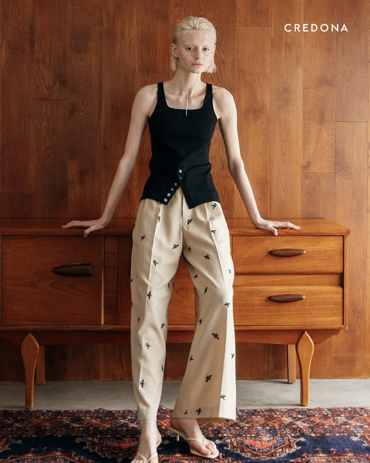CREDONA(クレドナ)モチーフ 刺繍 パンツ MOTIF EMBROIDERY PANTS1426320064-0