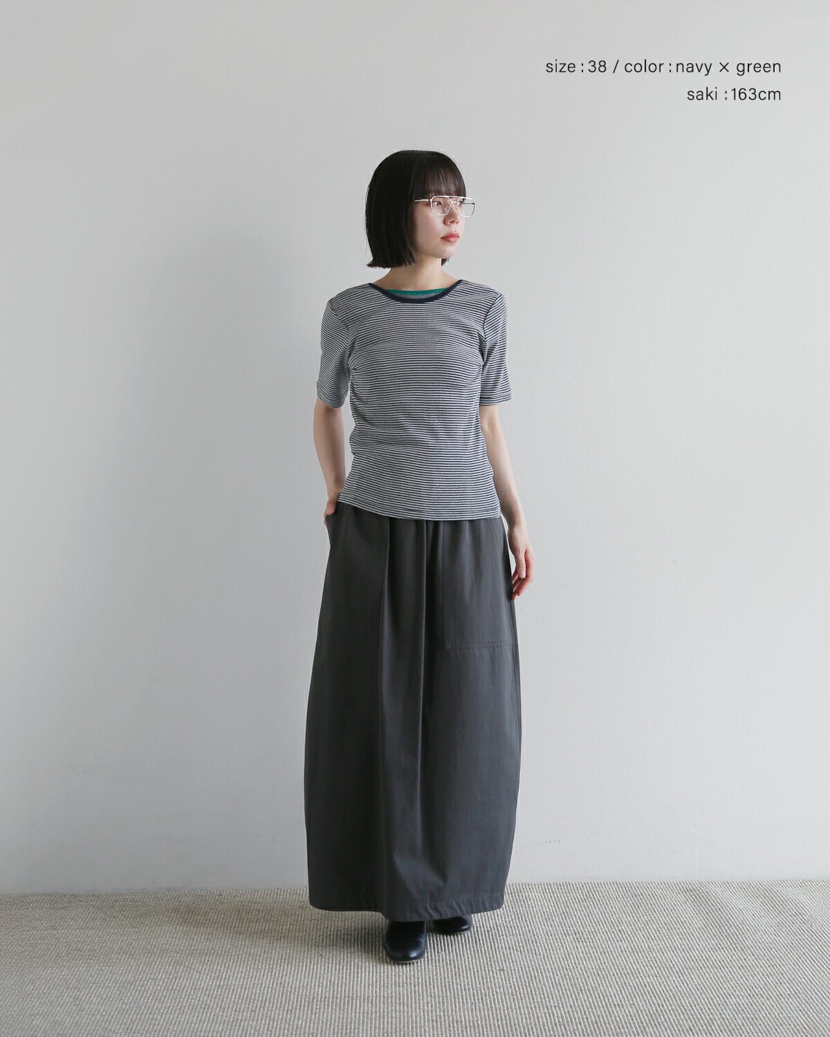 beautiful people(ビューティフルピープル)コットン2way半袖Tシャツ “Miller double-front T-shirt” 1545310052