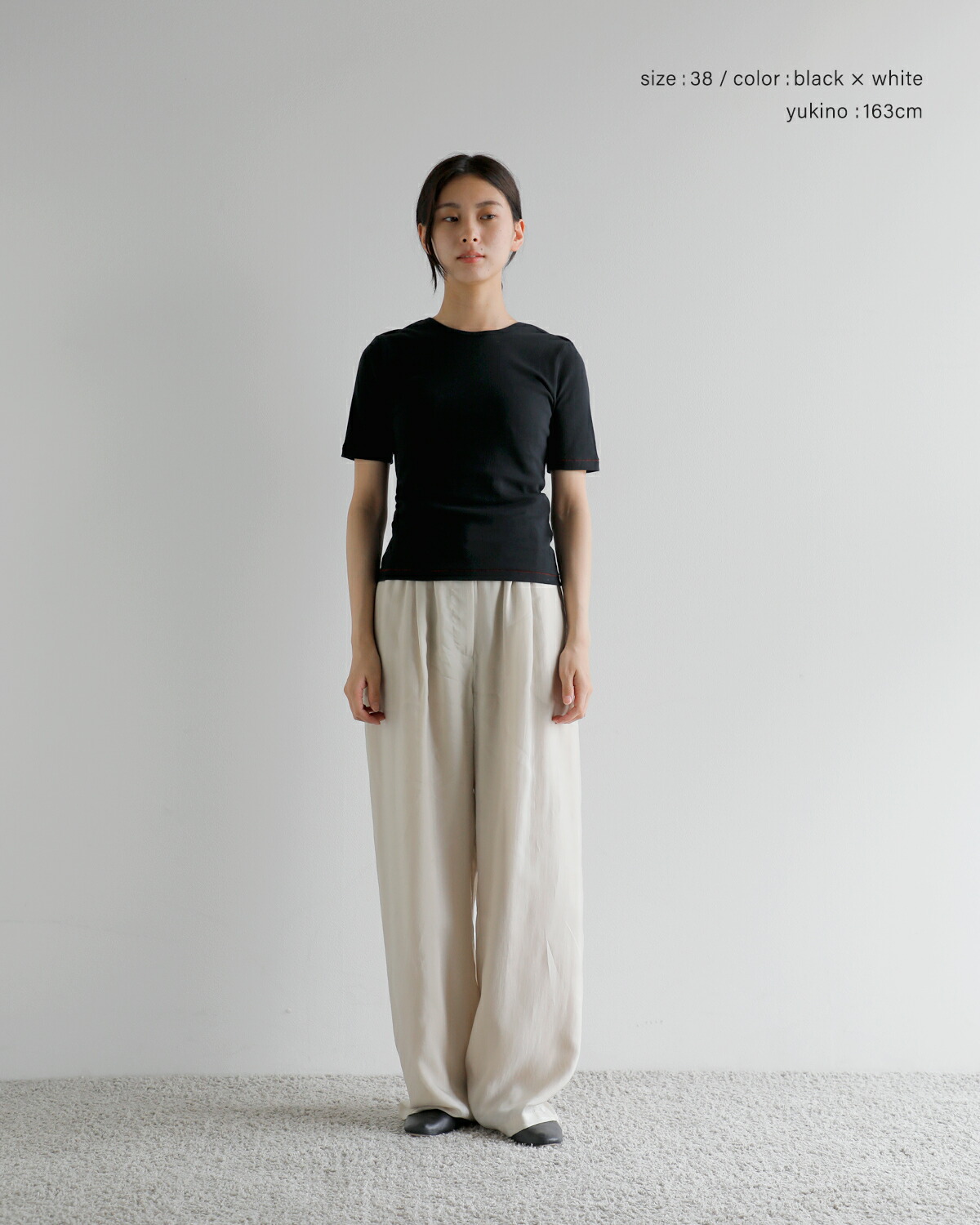 beautiful people(ビューティフルピープル)コットン2way半袖Tシャツ “Miller double-front T-shirt” 1545310052