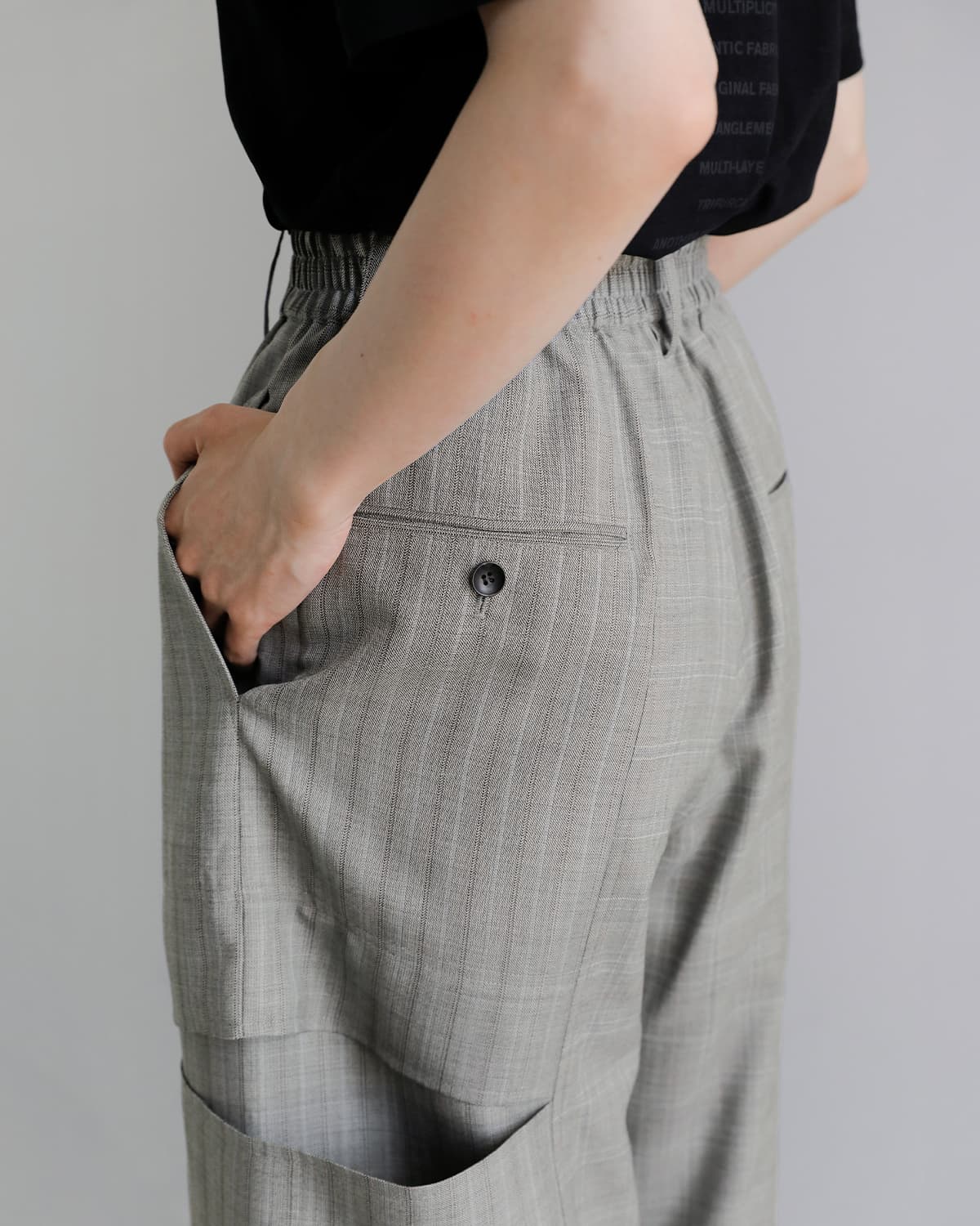 beautiful people(ビューティフルピープル)ウールシルクハーフトラックボウレッグパンツ wool silk suiting trompeloeil bowpants 1616105006