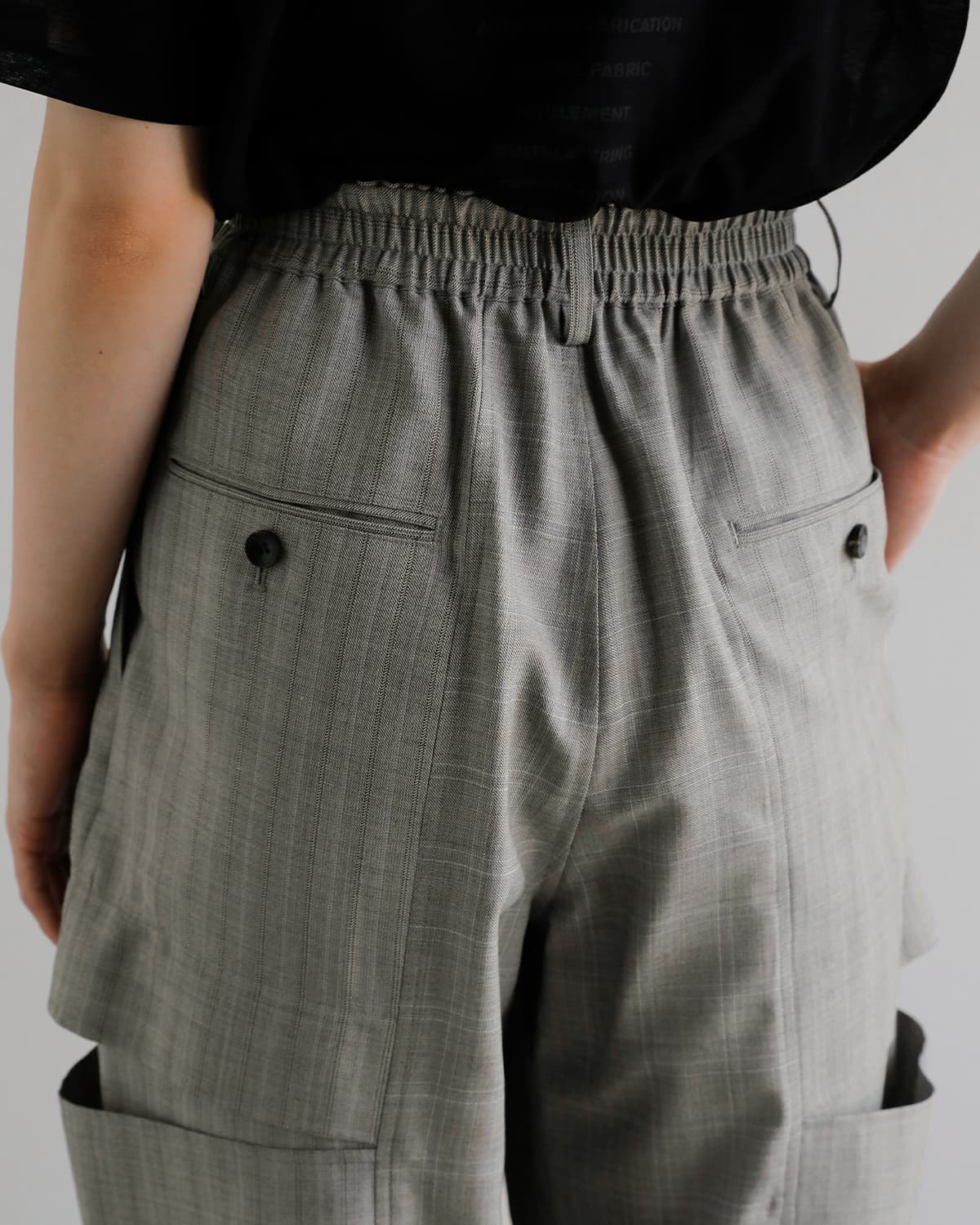 beautiful people(ビューティフルピープル)ウールシルクハーフトラックボウレッグパンツ wool silk suiting trompeloeil bowpants 1616105006