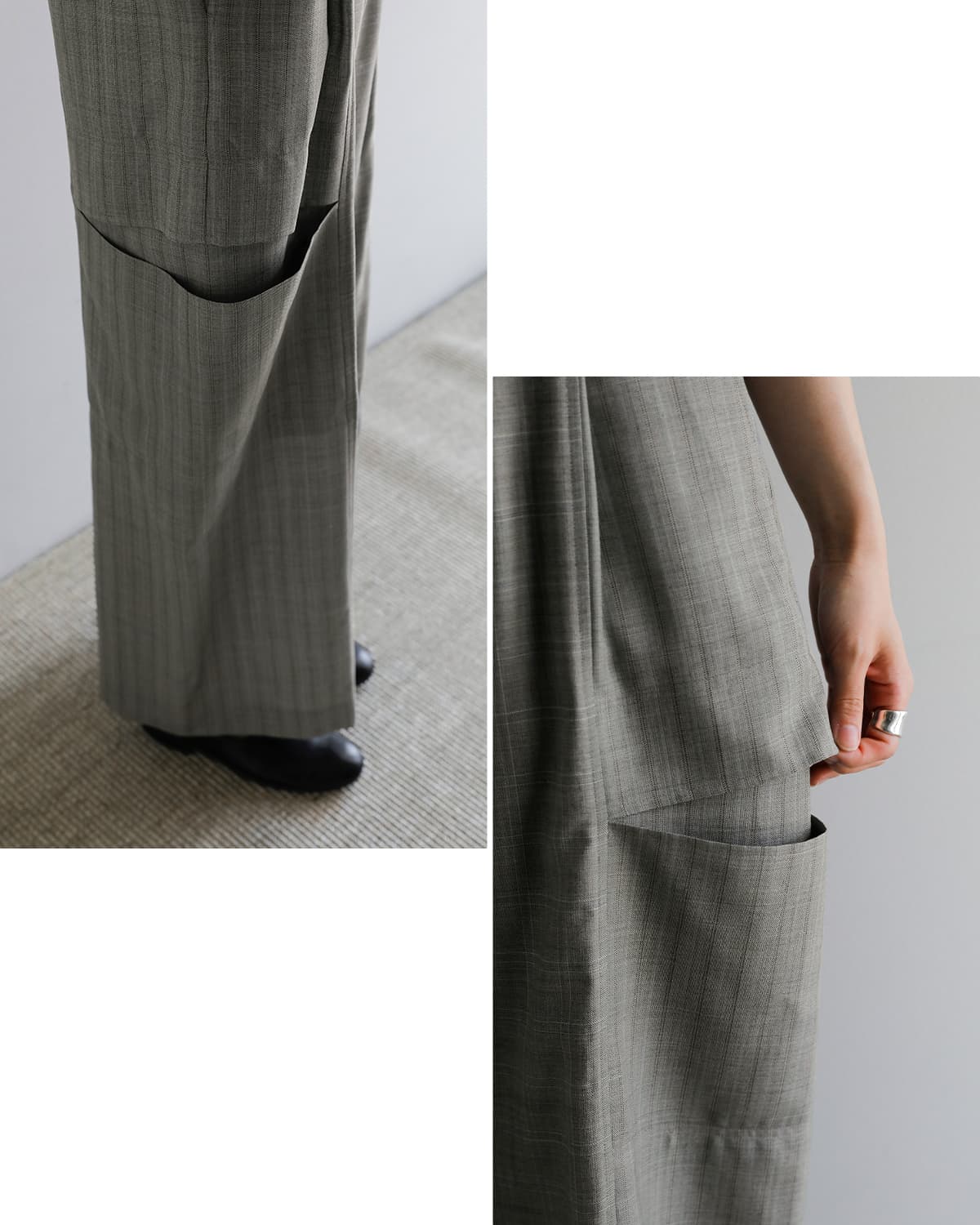 beautiful people(ビューティフルピープル)ウールシルクハーフトラックボウレッグパンツ wool silk suiting trompeloeil bowpants 1616105006