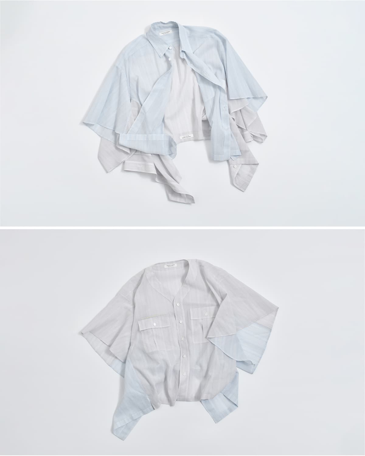 beautiful people(ビューティフルピープル)Finxシアーコットンストライプ 2way 半袖シャツ double-end finxsheer cotton stripe shirt 1616106002