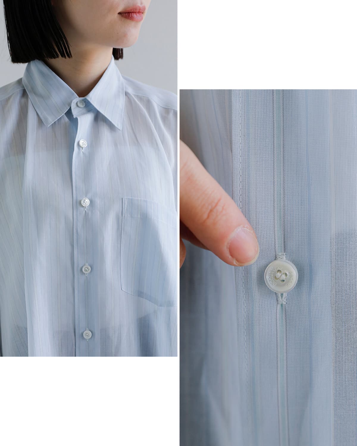 beautiful people(ビューティフルピープル)Finxシアーコットンストライプ 2way 半袖シャツ double-end finxsheer cotton stripe shirt 1616106002