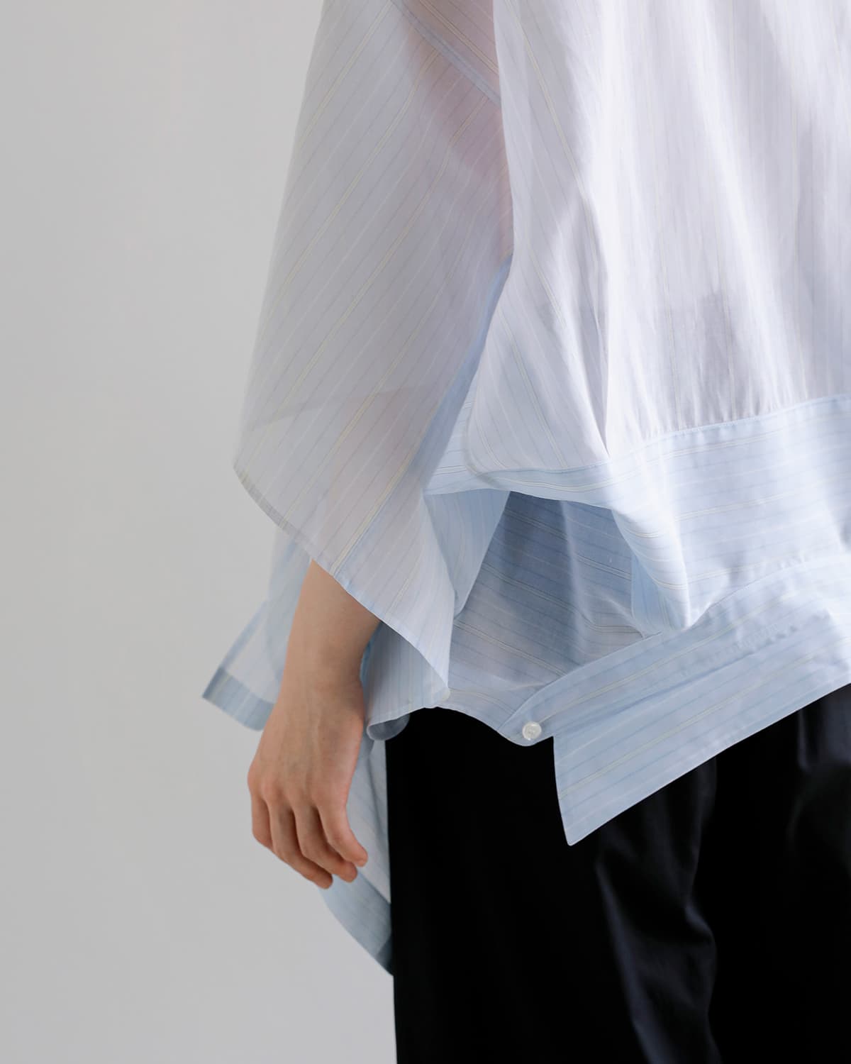 beautiful people(ビューティフルピープル)Finxシアーコットンストライプ 2way 半袖シャツ double-end finxsheer cotton stripe shirt 1616106002