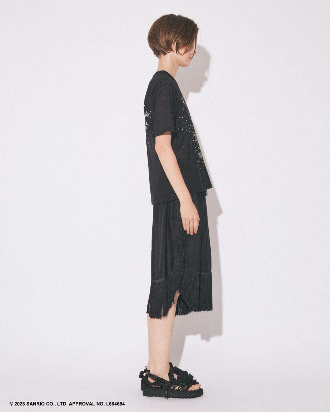 beautiful people(ビューティフルピープル)ハイゲージ天竺ボックスクルーネックTシャツMYMELODY＆KUROMI80/1ELSjerseyT 1616310002