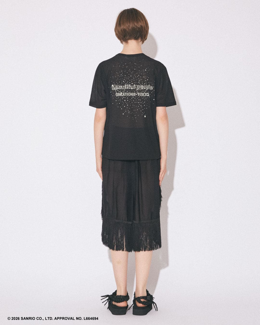 beautiful people(ビューティフルピープル)ハイゲージ天竺ボックスクルーネックTシャツMYMELODY＆KUROMI80/1ELSjerseyT 1616310002