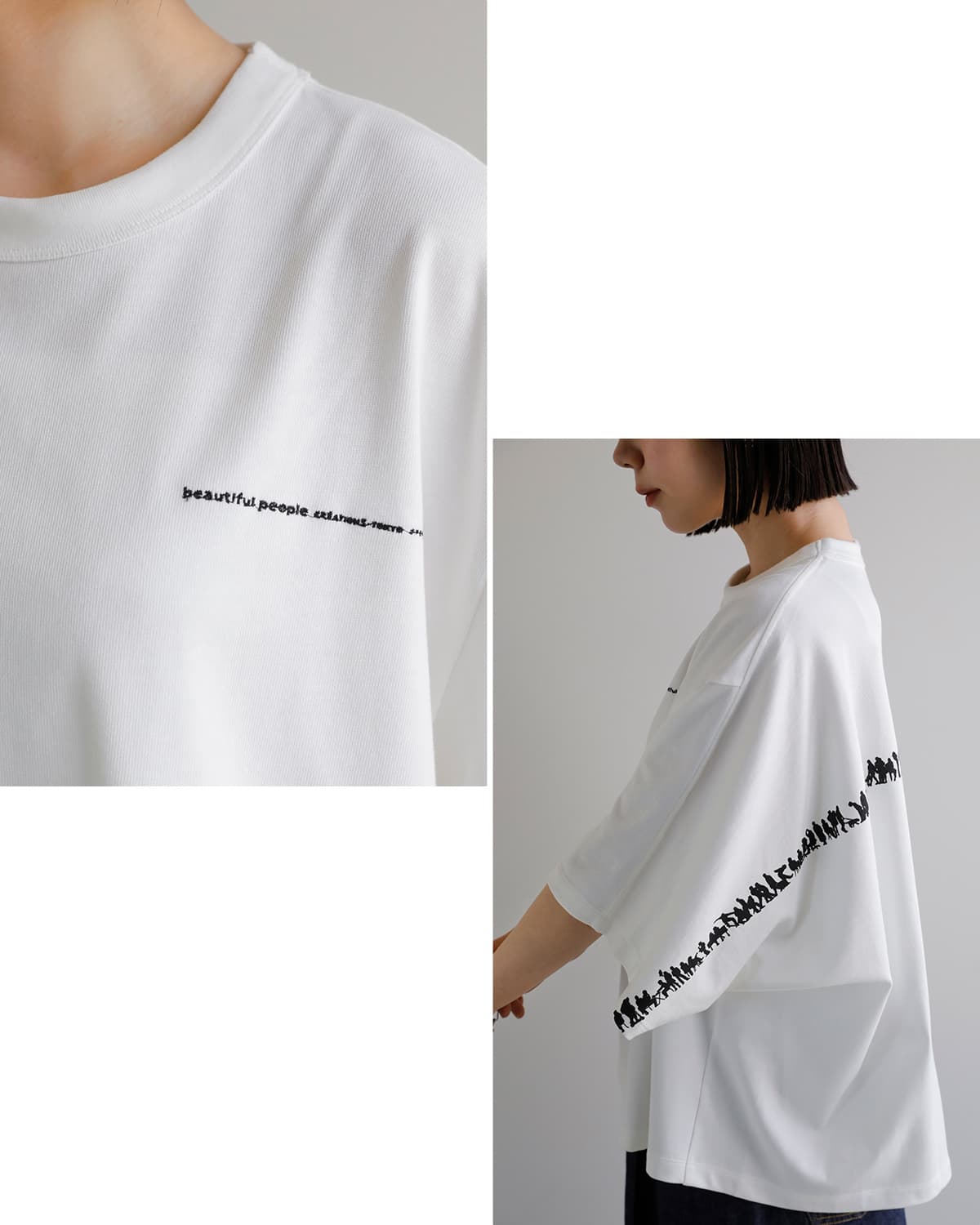 beautiful people(ビューティフルピープル)スビンコットン半袖プリント Ｔシャツ suvin compact jersey many little people T 1616310015