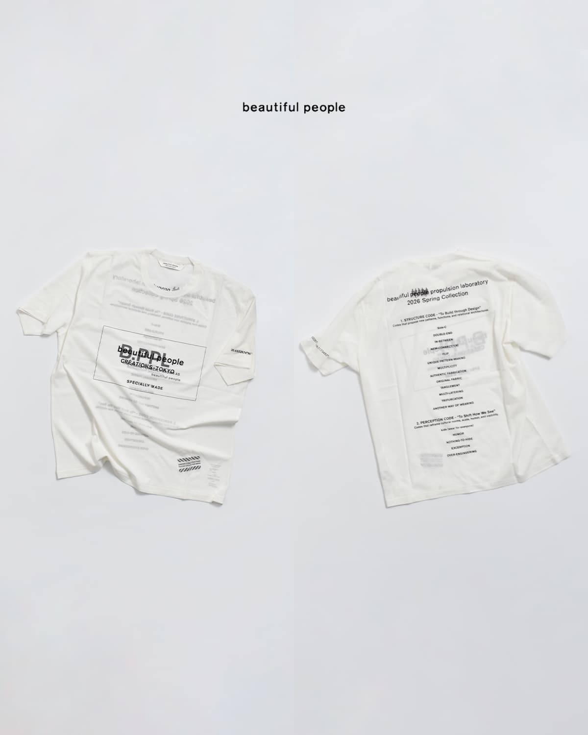 beautiful people(ビューティフルピープル)ハイゲージコットン天竺 クルーネック グラフィックプリント Tシャツ 80/1 ELS1616310026