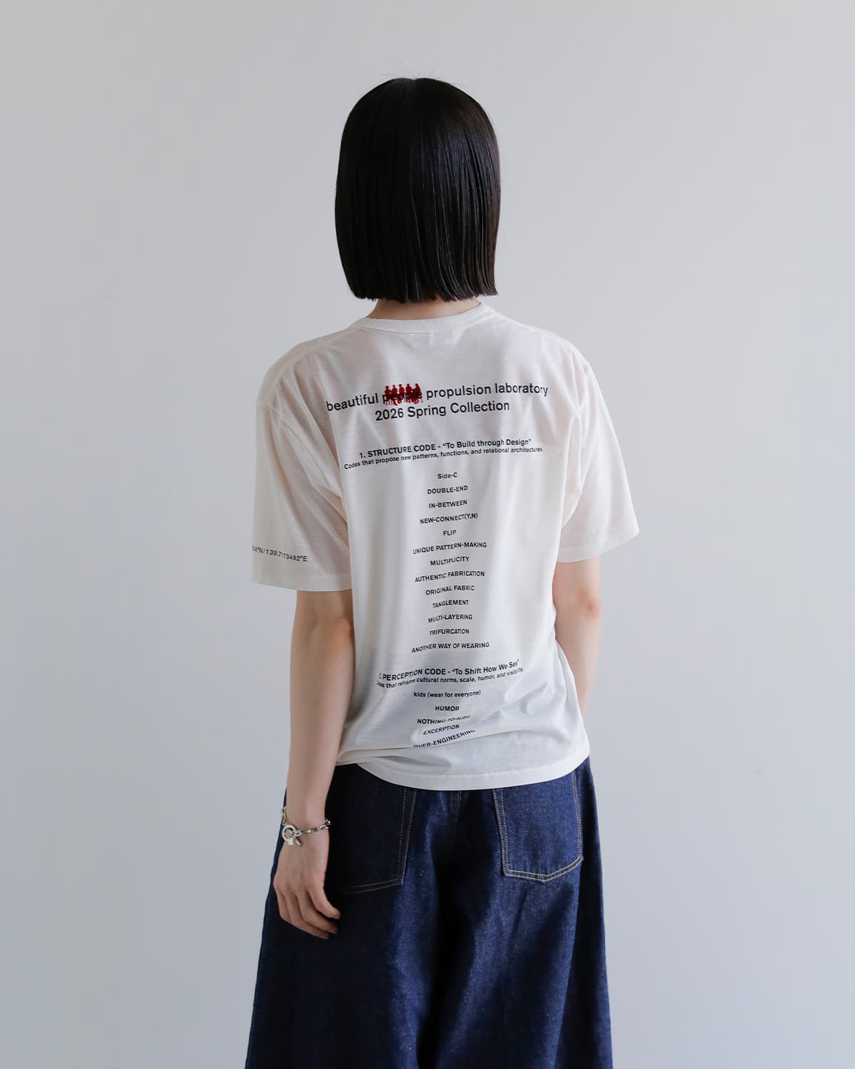 beautiful people(ビューティフルピープル)ハイゲージコットン天竺クルーネックグラフィックプリント Tシャツ 80/1 ELS 1616310026