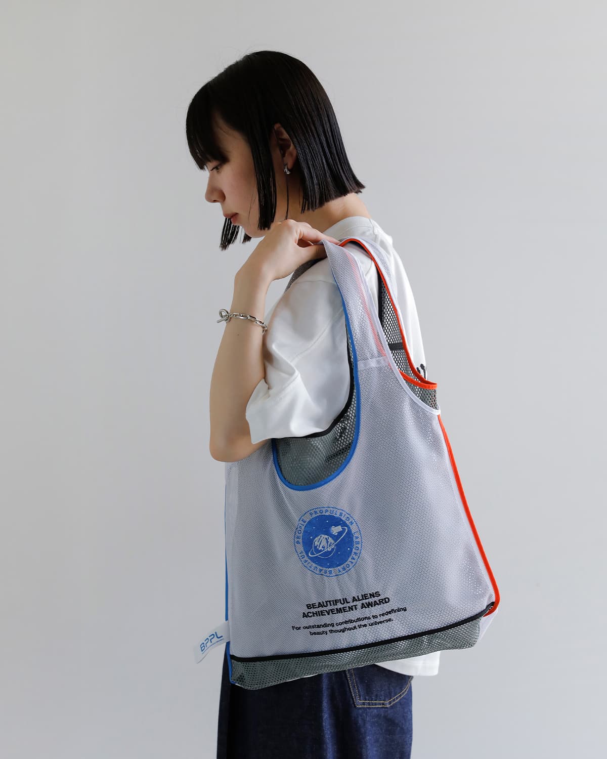 beautiful people(ビューティフルピープル)フリップコズミックメッシュ 2way マルシェバッグ flip cosmic mesh marchebag 1616612011