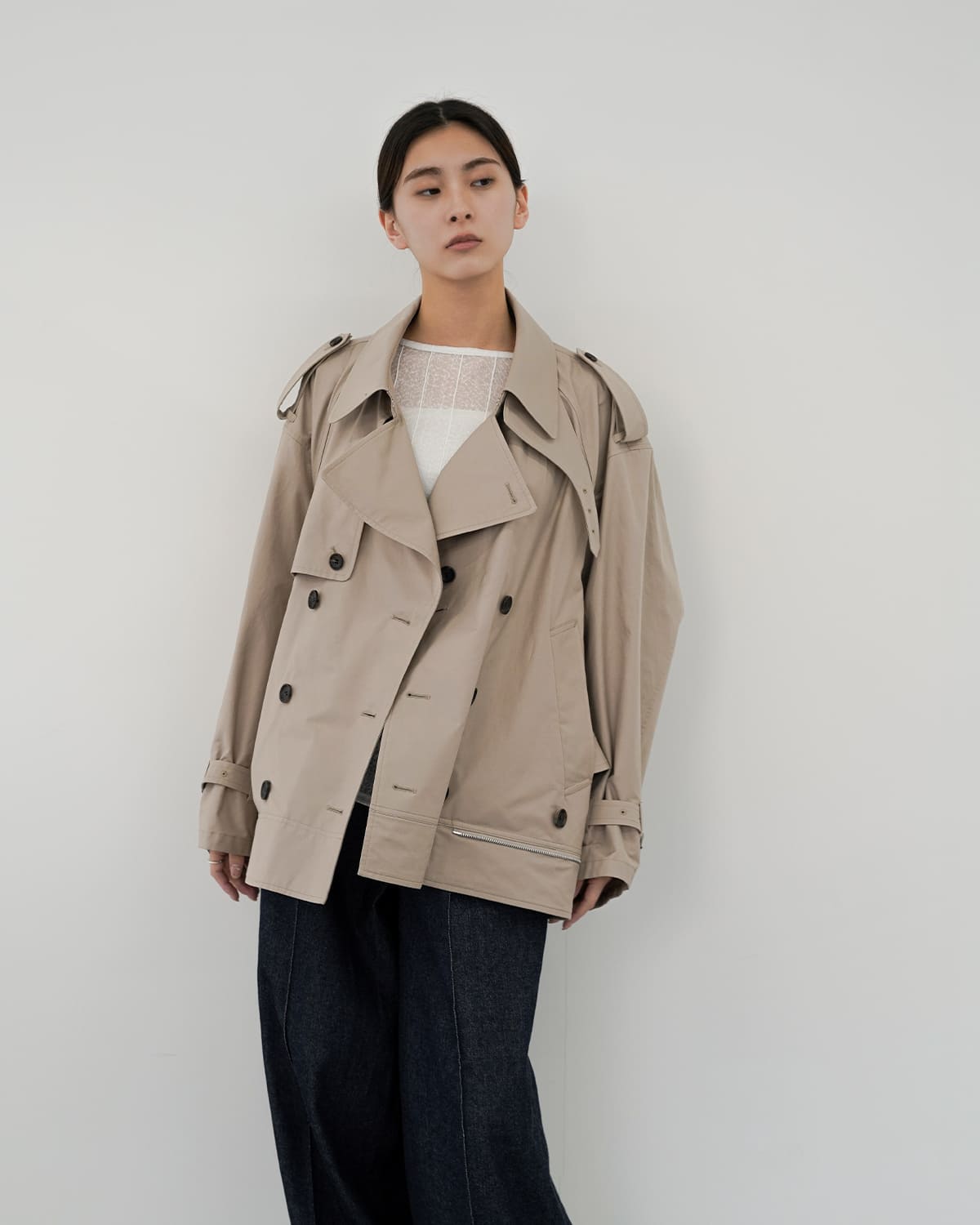 beautiful people(ビューティフルピープル)高密度ギャバジン2wayショートトレンチコートdouble-endtechnicaltwilltrenchcoat 1626103009