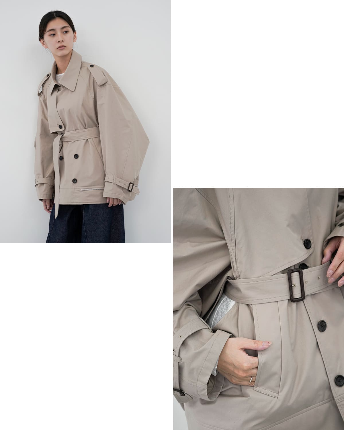 beautiful people(ビューティフルピープル)高密度ギャバジン2wayショートトレンチコートdouble-endtechnicaltwilltrenchcoat 1626103009