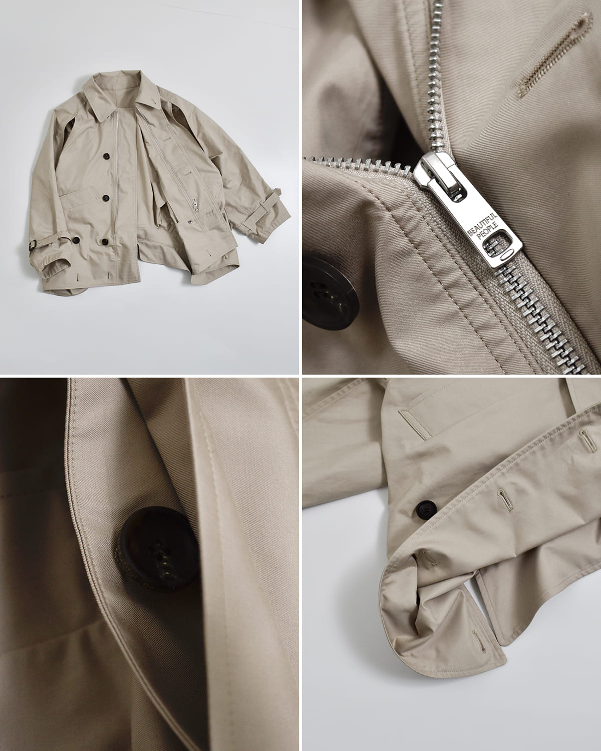 beautiful people(ビューティフルピープル)高密度ギャバジン2wayショートトレンチコートdouble-endtechnicaltwilltrenchcoat 1626103009