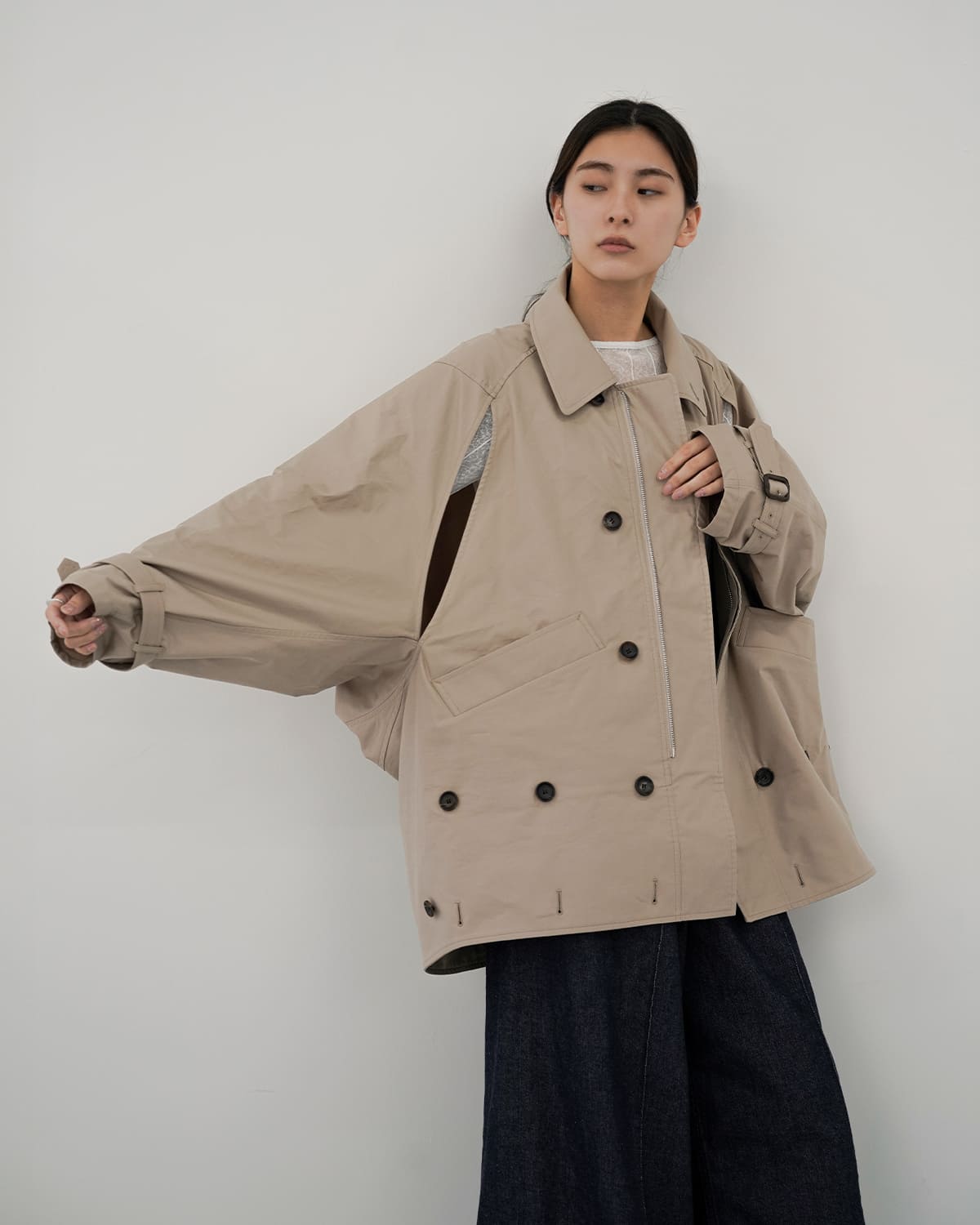 beautiful people(ビューティフルピープル)高密度ギャバジン2wayショートトレンチコートdouble-endtechnicaltwilltrenchcoat 1626103009