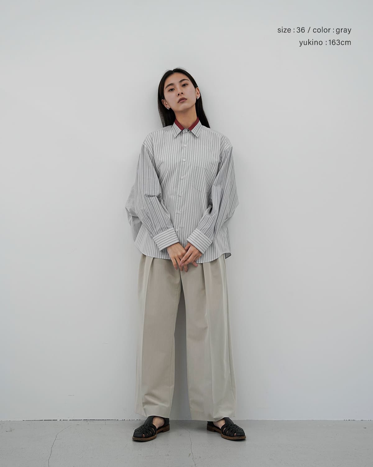 beautiful people(ビューティフルピープルフィンクスコットンストライプボリュームシャツfinxcottonstripefanshapeshirts 1626106002