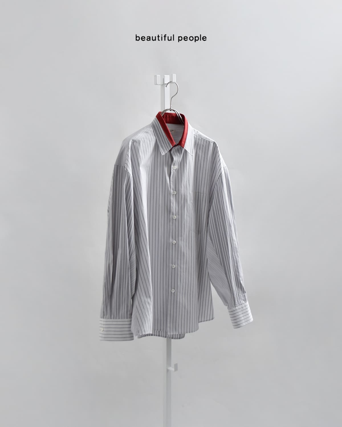 beautiful people(ビューティフルピープルフィンクスコットン ストライプ ボリュームシャツ finx cotton stripe fan shape shirts1626106002