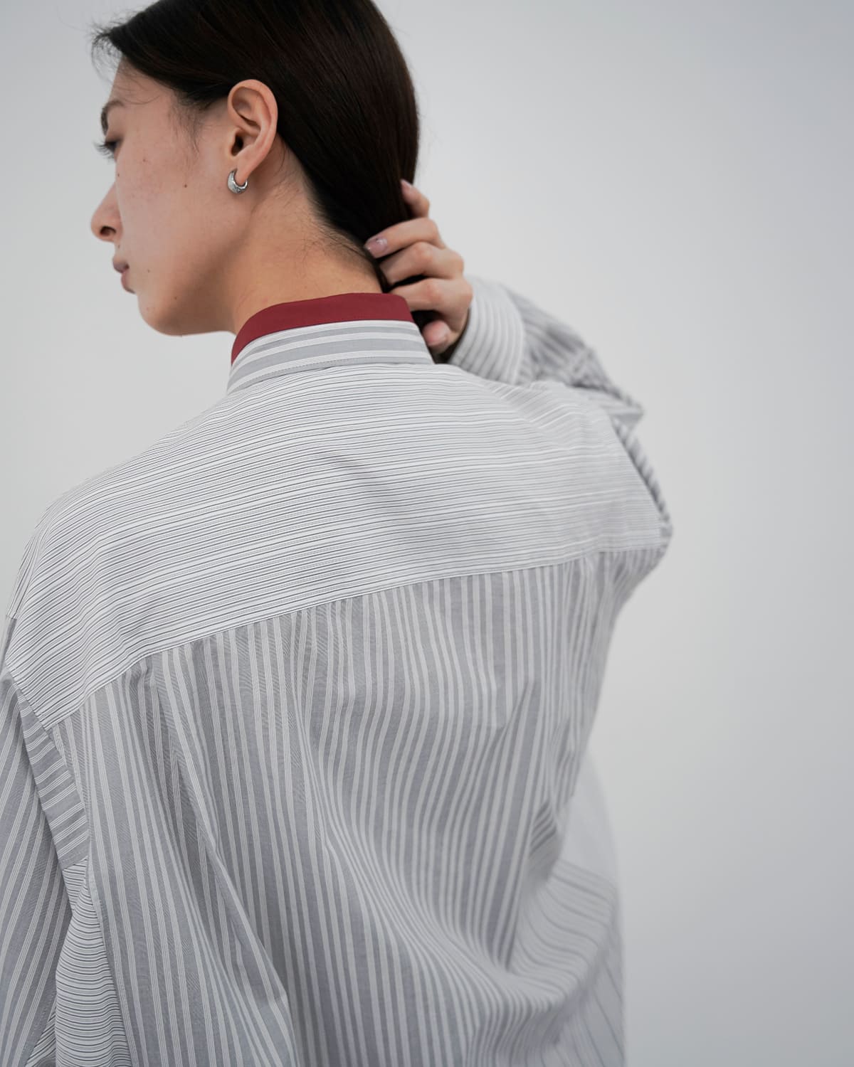 beautiful people(ビューティフルピープルフィンクスコットンストライプボリュームシャツfinxcottonstripefanshapeshirts 1626106002