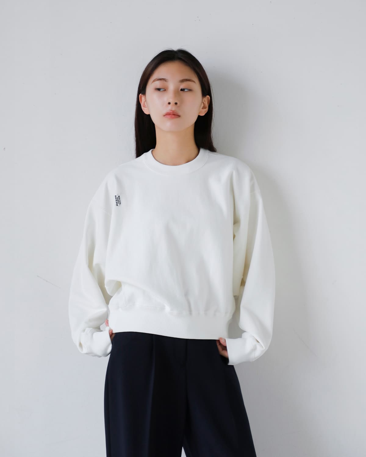 beautiful people(ビューティフルピープル)スビンコットンクルーネックスウェットシャツsuvincompactsweatYshapeTOP 1626310002