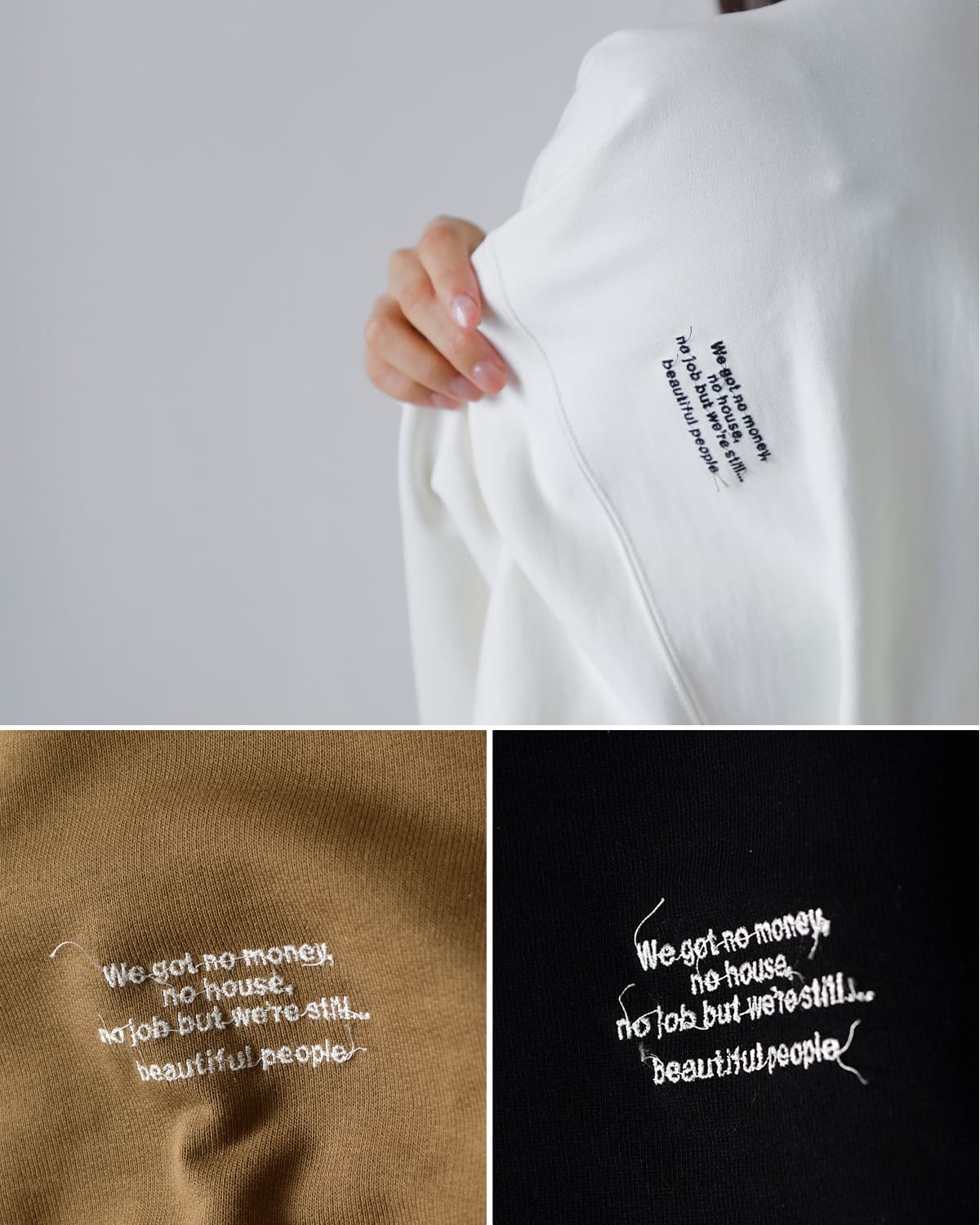 beautiful people(ビューティフルピープル)スビンコットンクルーネックスウェットシャツsuvincompactsweatYshapeTOP 1626310002