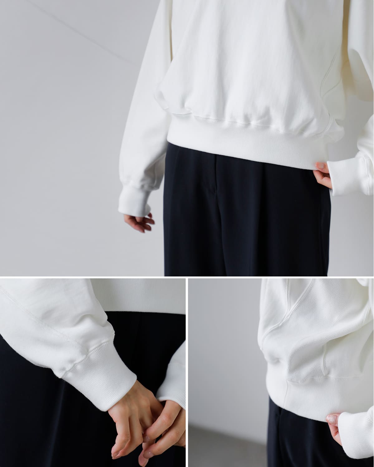 beautiful people(ビューティフルピープル)スビンコットンクルーネックスウェットシャツsuvincompactsweatYshapeTOP 1626310002