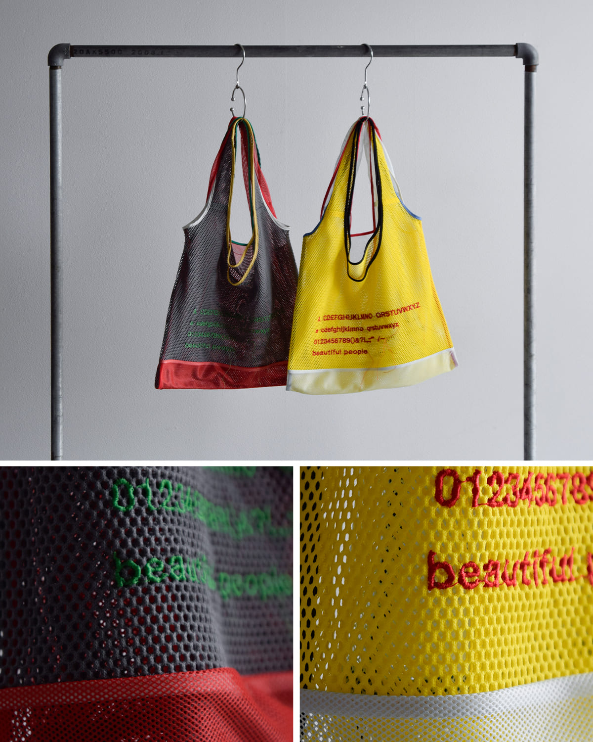 beautiful people(ビューティフルピープル)アルファベット刺繍2wayメッシュマルシェバッグflipalphabetembroiderymarchebag 1626612011