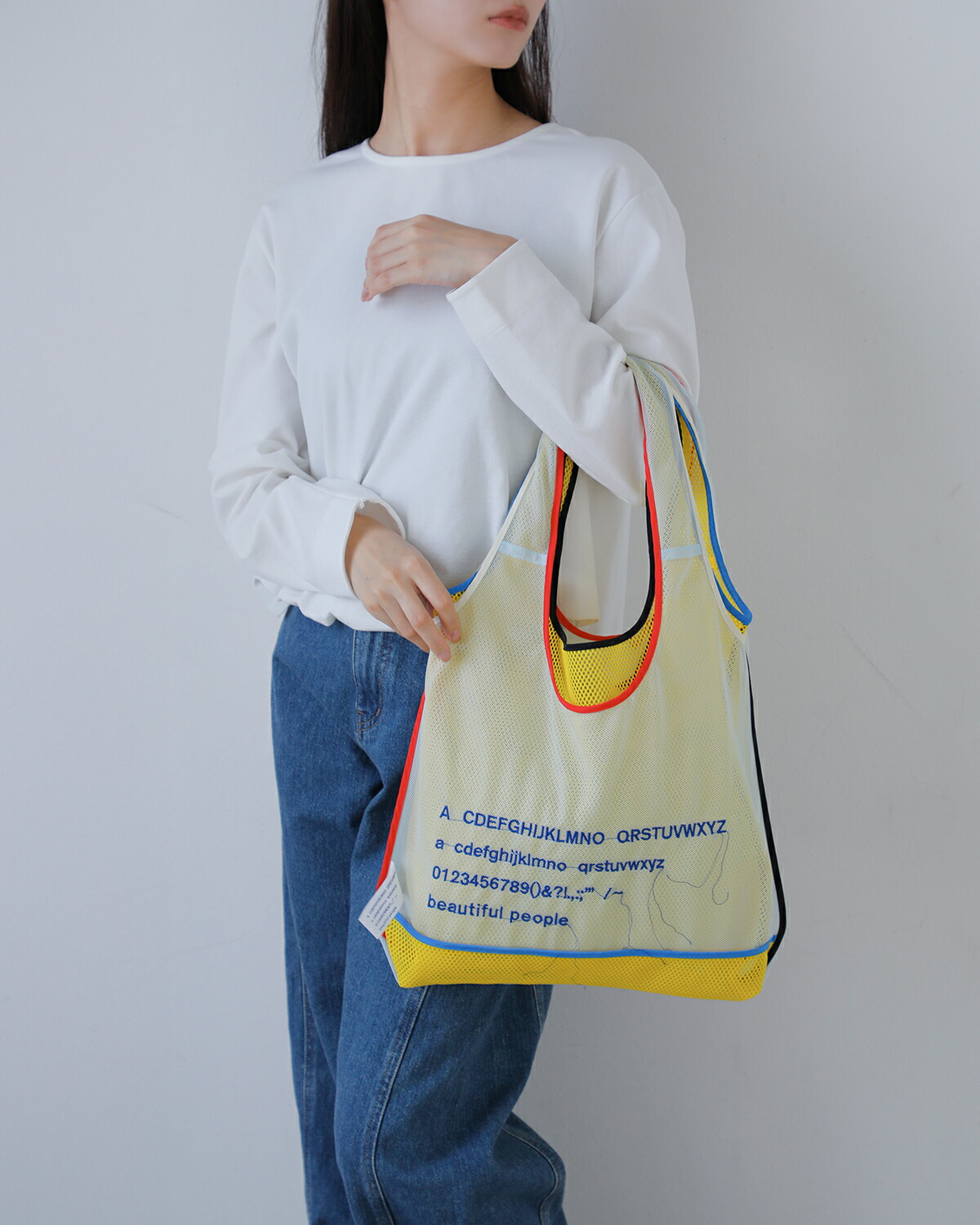 beautiful people(ビューティフルピープル)アルファベット刺繍2wayメッシュマルシェバッグflipalphabetembroiderymarchebag 1626612011