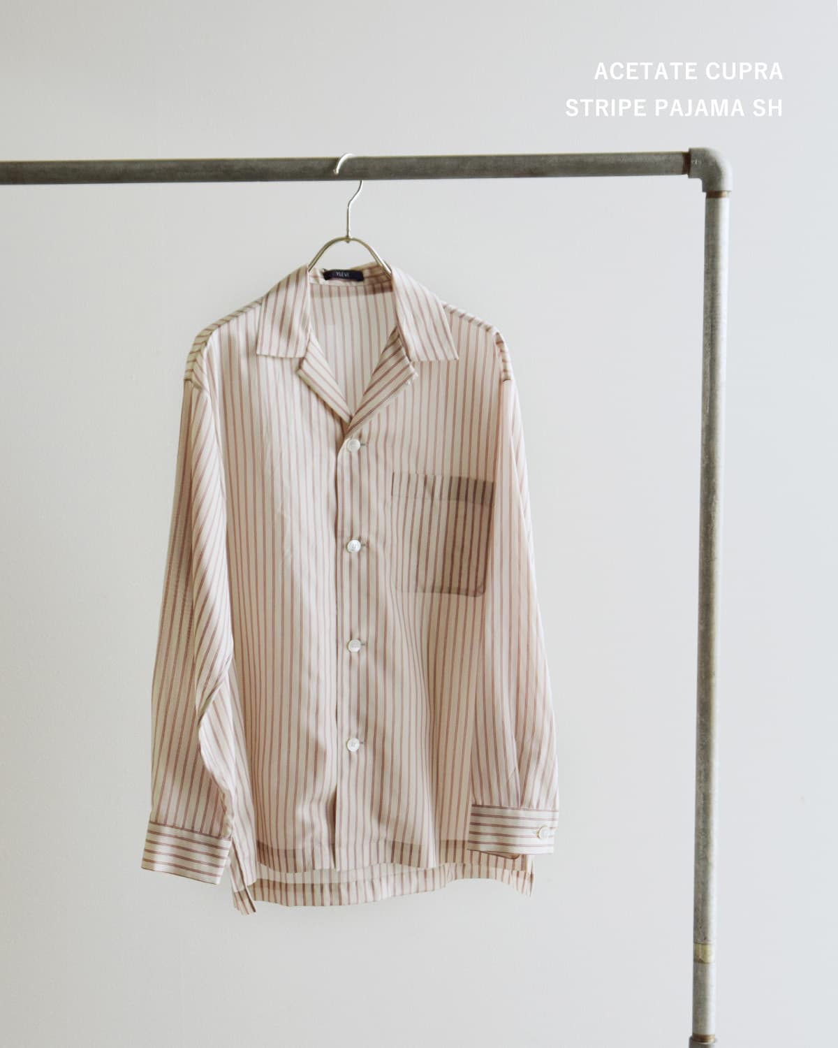 YLEVEストライプ パジャマシャツ ACETATE CUPRA STRIPE PAJAMA SH 168-6150036