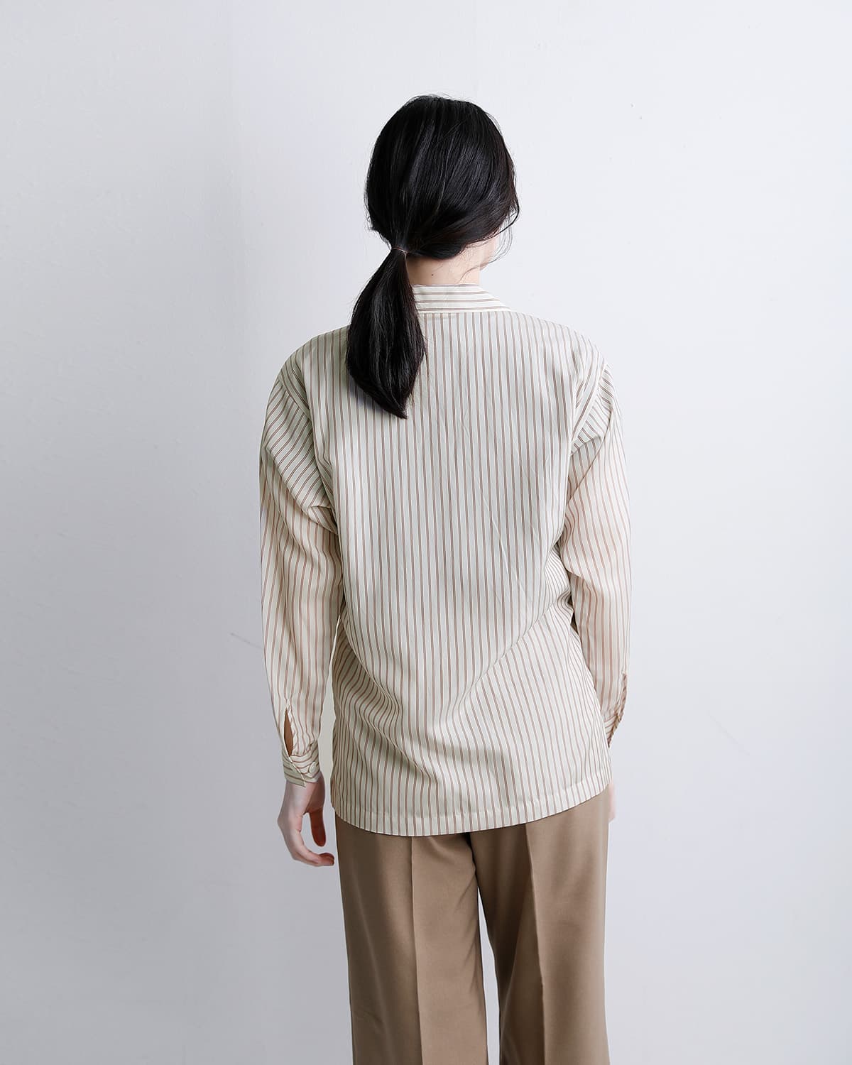 YLEVEストライプ パジャマシャツ ACETATE CUPRA STRIPE PAJAMA SH 168-6150036