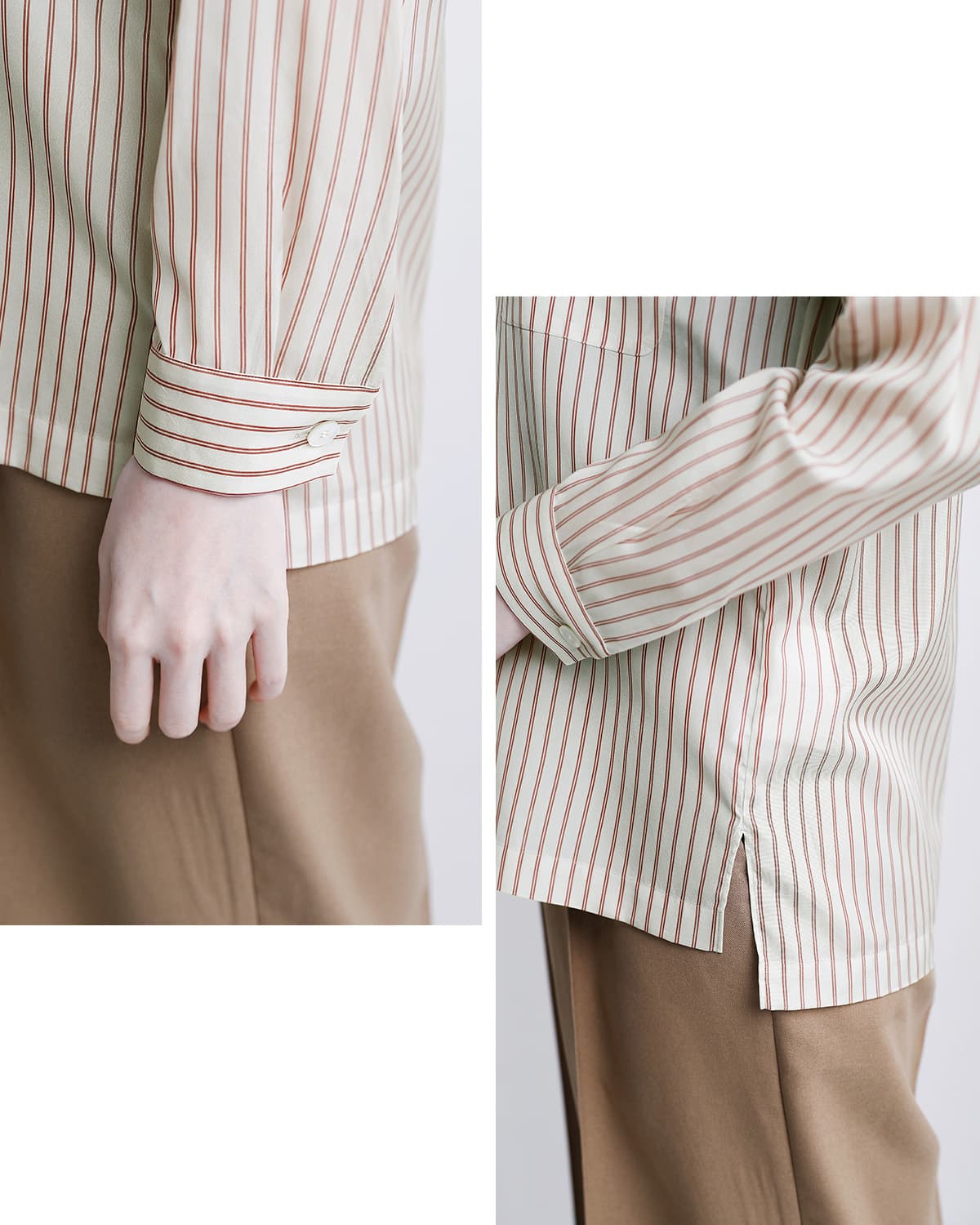 YLEVEストライプ パジャマシャツ ACETATE CUPRA STRIPE PAJAMA SH 168-6150036