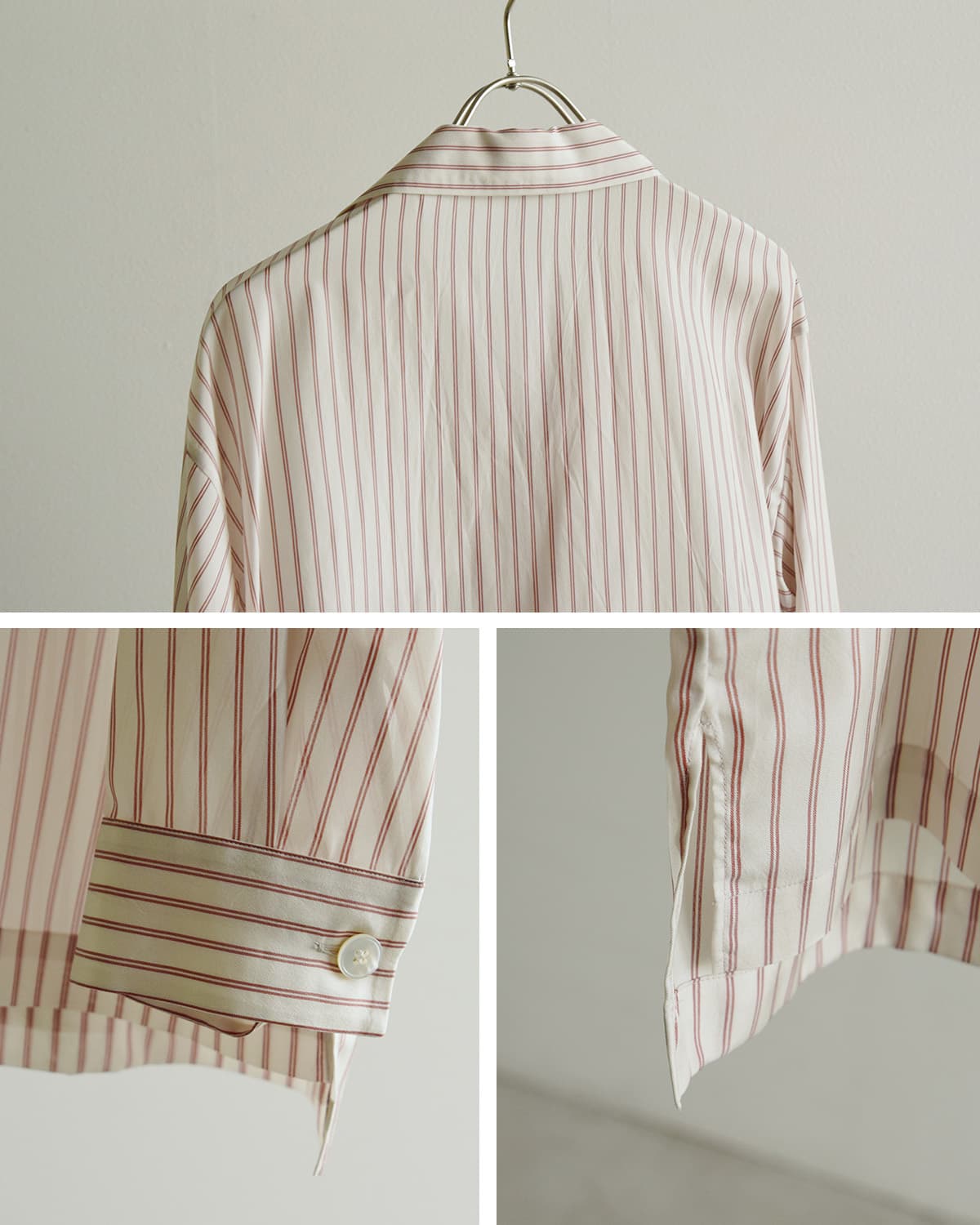 YLEVEストライプ パジャマシャツ ACETATE CUPRA STRIPE PAJAMA SH 168-6150036