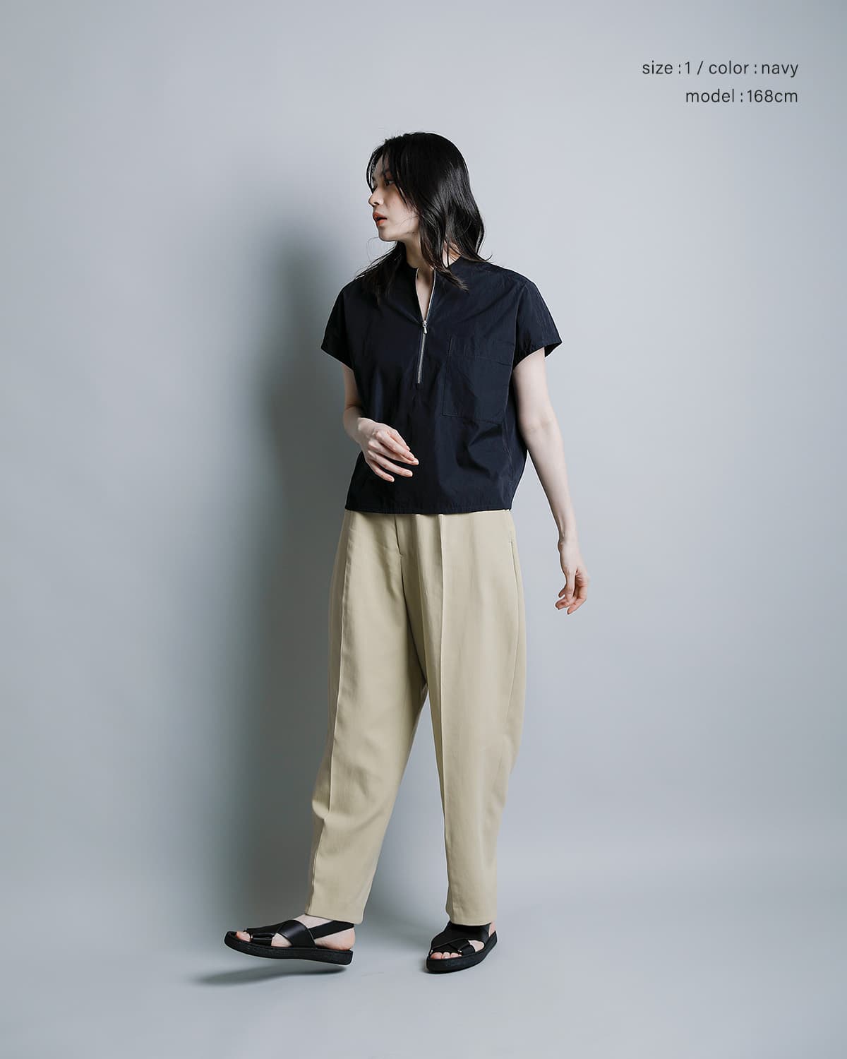 YLEVE�R�b�g�� �n�[�t�W�b�v�V���c COTTON CUPRA HALF ZIP SH 168-6150084