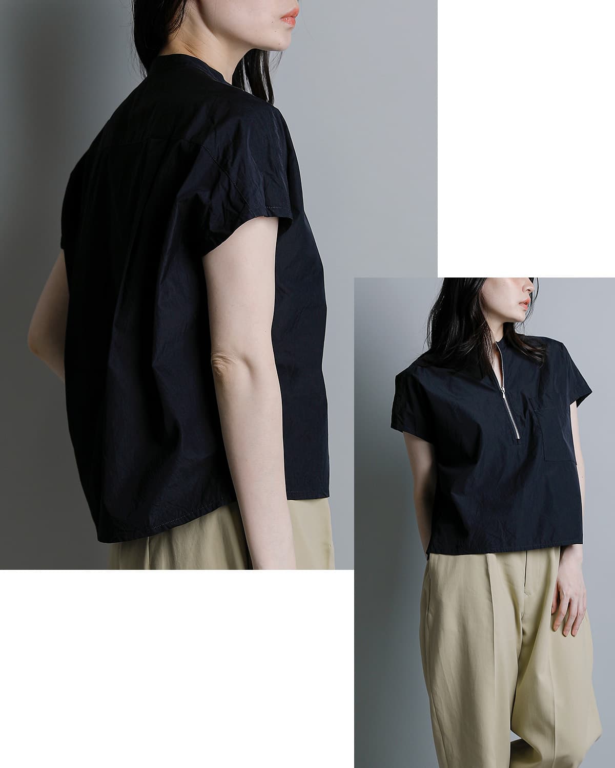 YLEVE�R�b�g�� �n�[�t�W�b�v�V���c COTTON CUPRA HALF ZIP SH 168-6150084