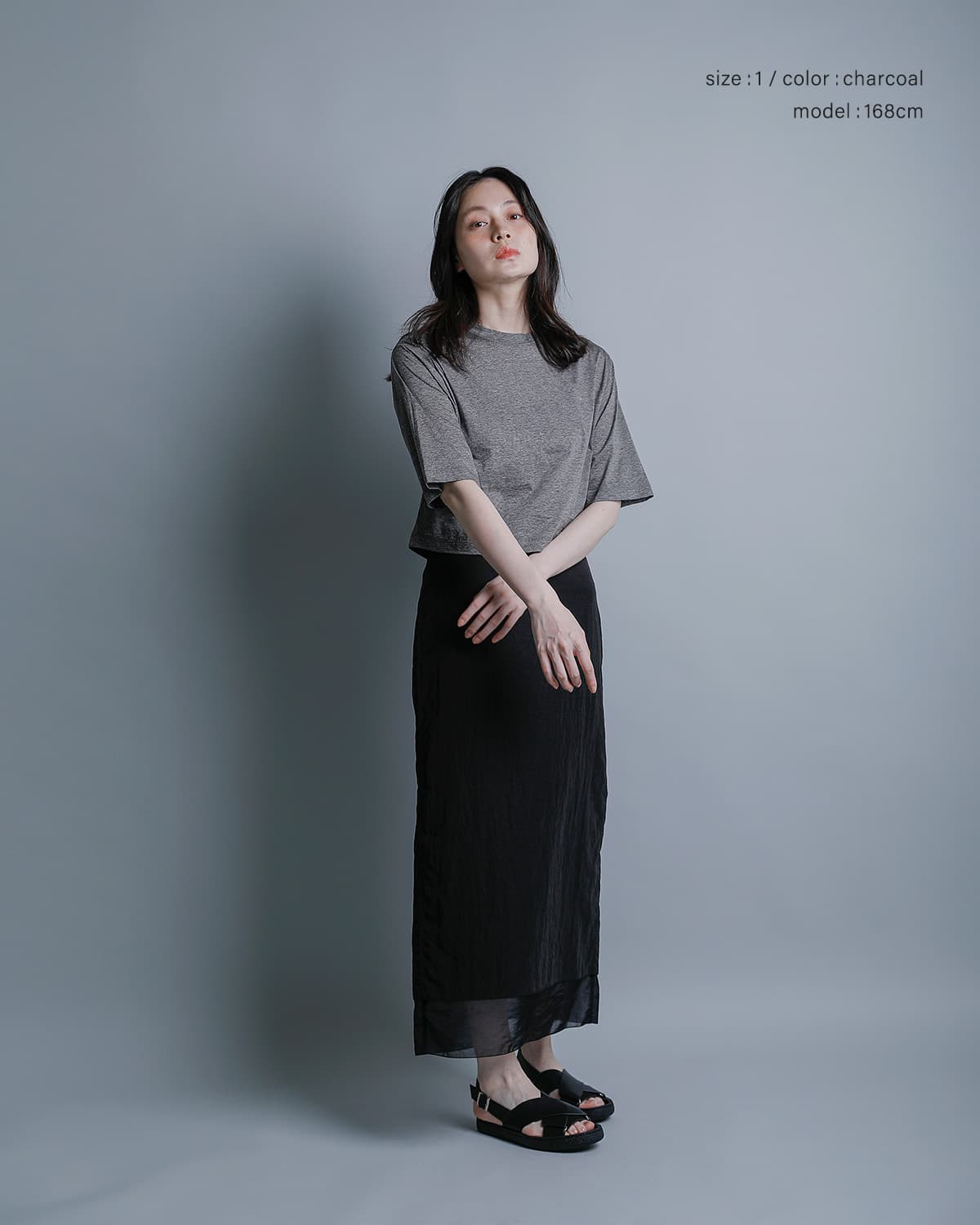 YLEVEコットンシアー天竺 半袖カットソー COTTON SHEER JERSEY SHORT SLEEVE P/O 168-6166556